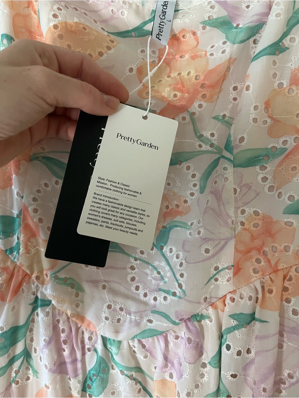 Pretty Garden Eyelet Pastel Spring Floral Sundress Maxi in Peach and Mint - Picture 9 of 13